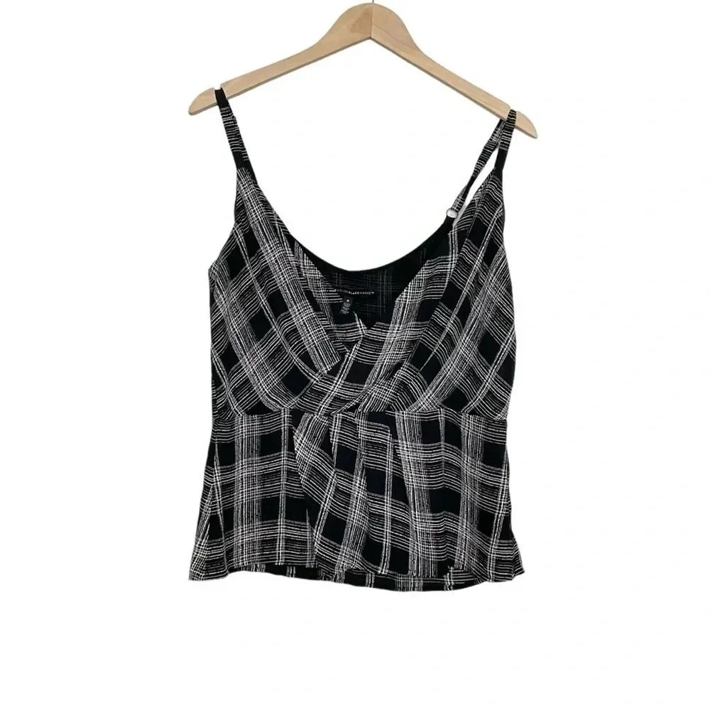 WHBM Plaid Surplice Cami Blouse Size 8